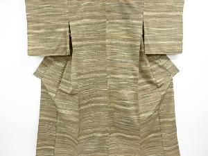 アンティーク　横段織り出し手織り真綿紬単衣着物
